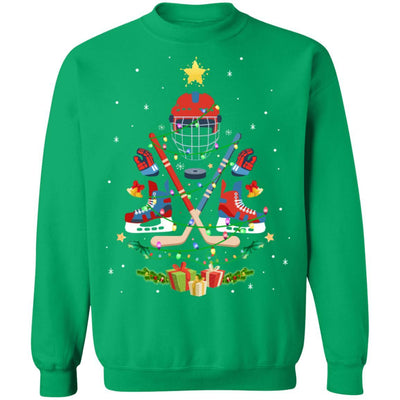 Ice Hockey Christmas Tree Ornament Funny Xmas Gift-T-Shirt & Sweatshirt-Crewneck Sweatshirt-Irish Green