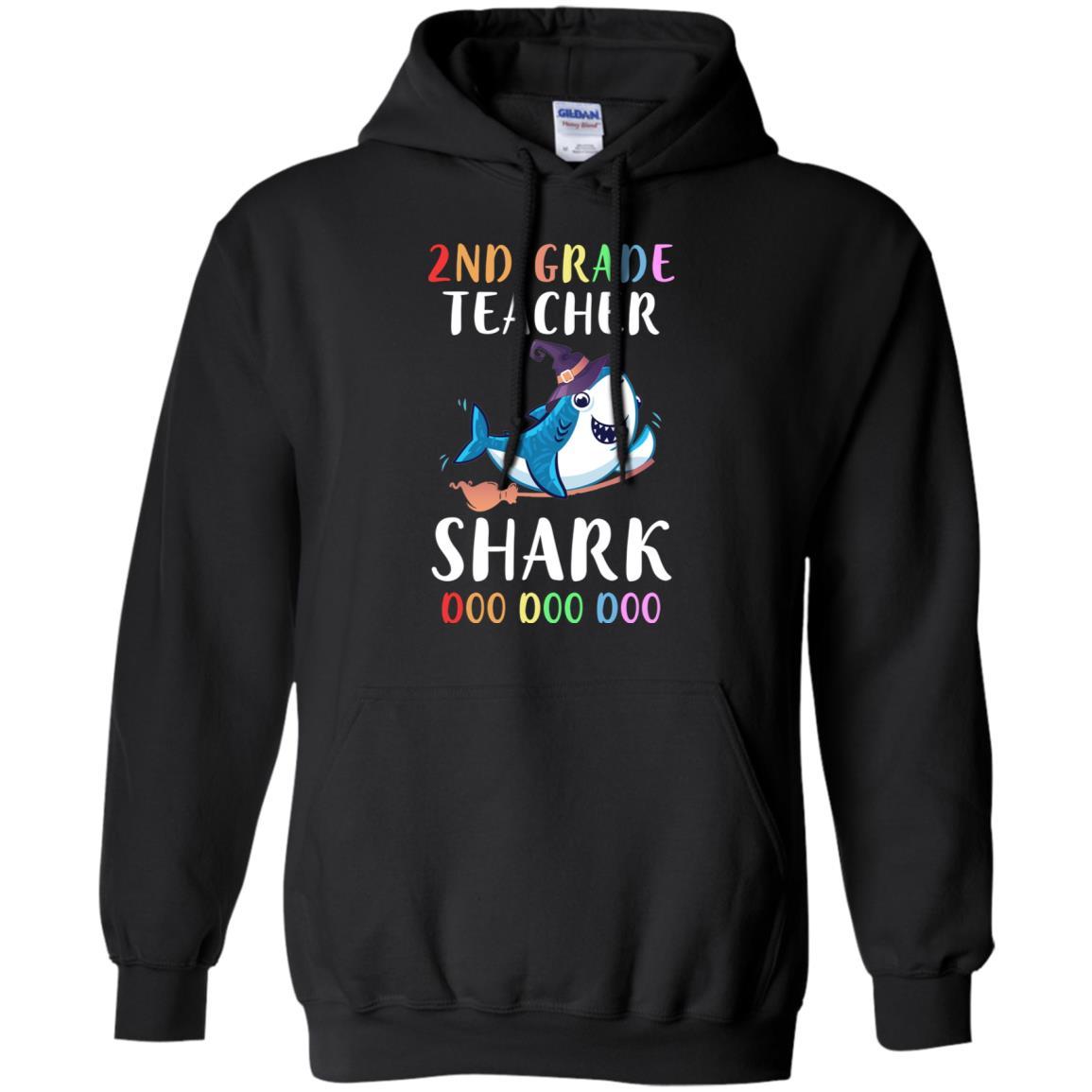 2nd Grade Teacher Shark Doo Doo Doo Halloween-T-Shirt & Hoodie-Pullover Hoodie-Black