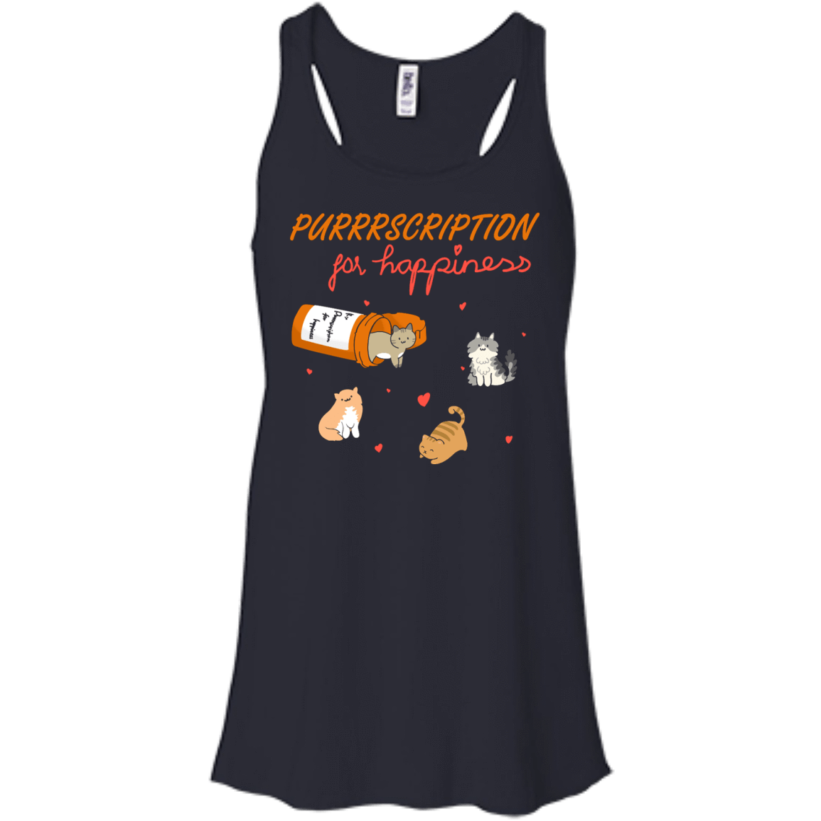Purrrscription For Happiness-T-Shirt & Hoodie-Women's Flowy Racerback Tank-Midnight