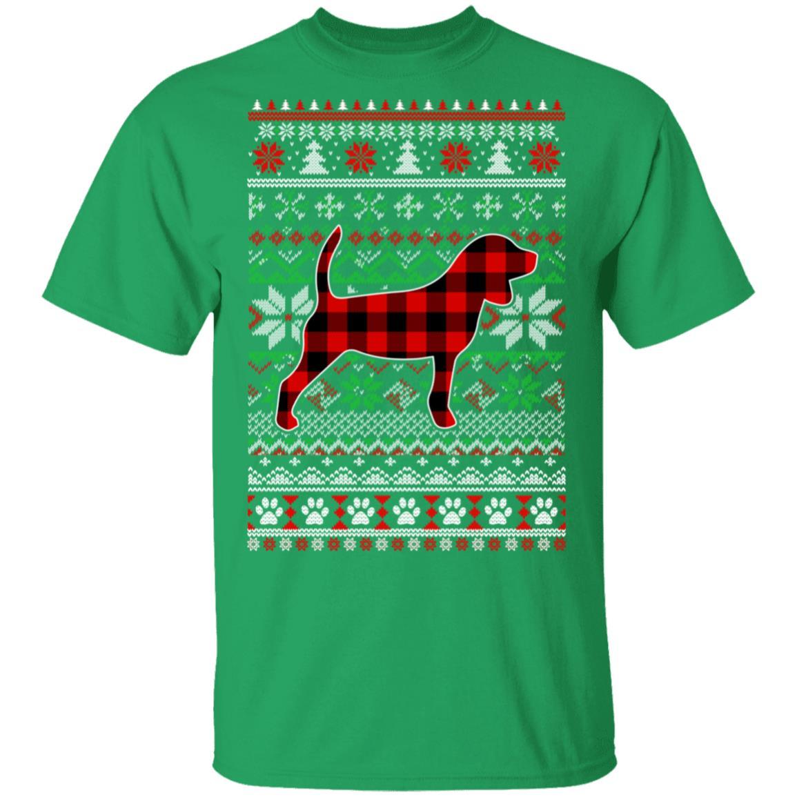 Beagle Red Plaid Ugly Christmas Sweater Gifts-T-Shirt & Sweatshirt-Classic T-Shirt-Irish Green
