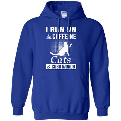 I Run On Caffeine Cats And Cuss Words-T-Shirt & Hoodie-Pullover Hoodie-Royal