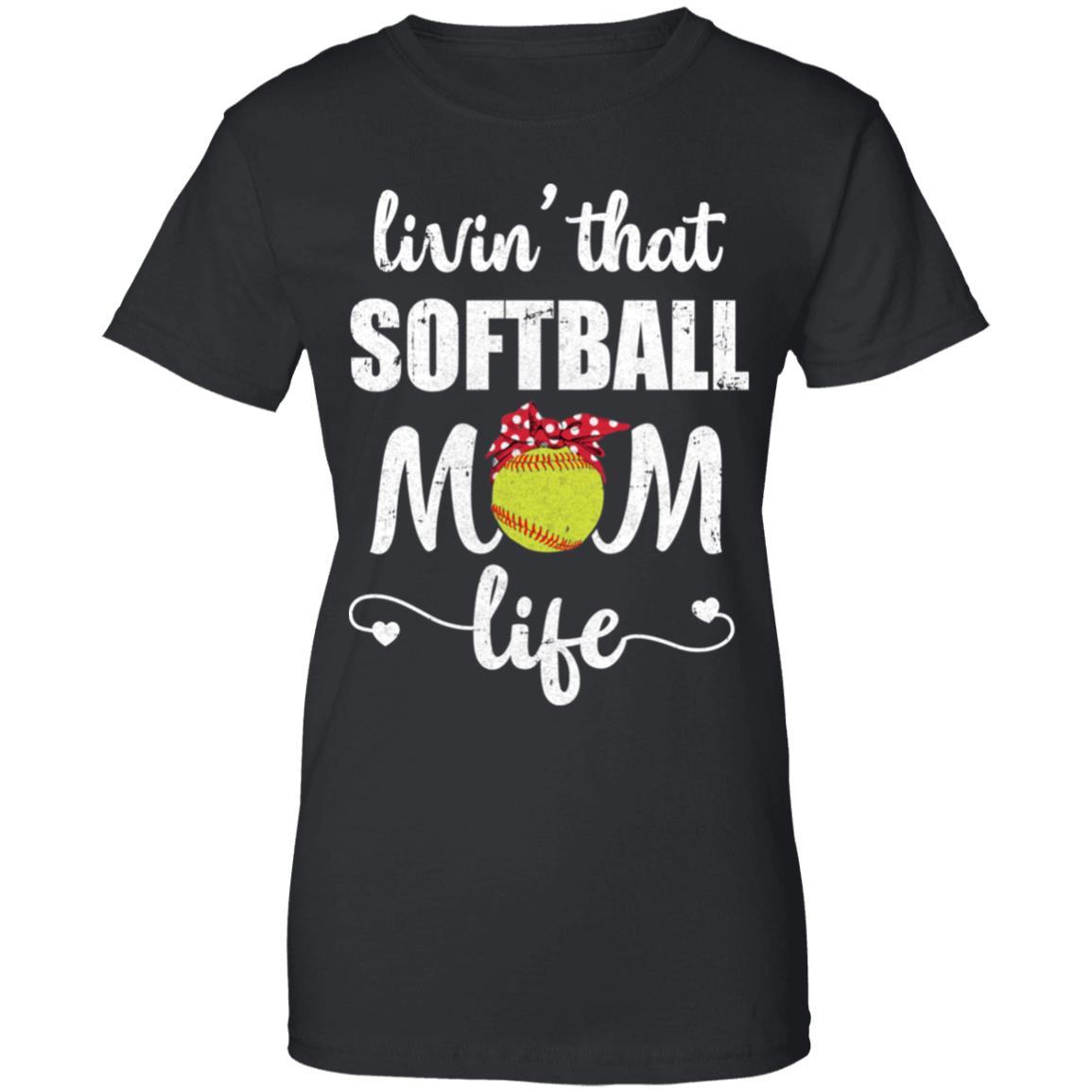 Living That Softball Mom Life Mothers Day Gifts-T-Shirt & Tank Top-Women's T-Shirt-Black