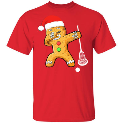 Dabbing Gingerbread Santa Lacrosse Christmas Pajama Gifts-T-Shirt & Sweatshirt-Classic T-Shirt-Red