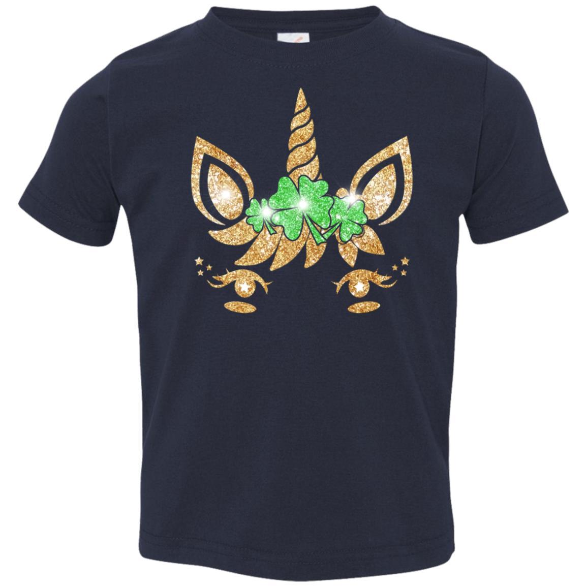 Unicorn Face Saint Patrick's Day For Girls Youth-Youth Shirt-Toddler T-Shirt-Navy