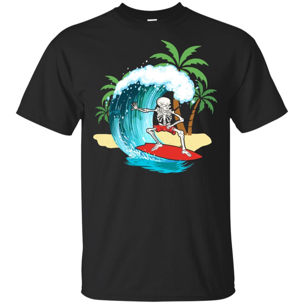 Funny Human Skeleton Skull Surfing