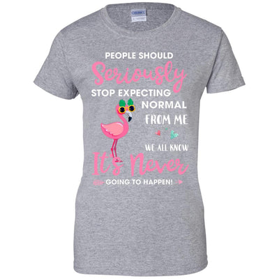 People Should Stop Expecting Normal From Me Flamingo-T-Shirt & Tank Top-Women's T-Shirt-Sport Grey