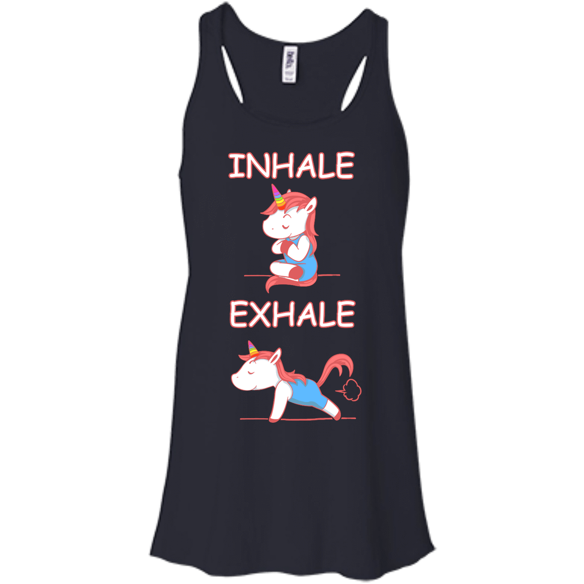 Yoga Unicorn Inhale Exhale-T-Shirt & Hoodie-Women's Flowy Racerback Tank-Midnight