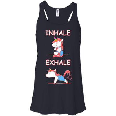 Yoga Unicorn Inhale Exhale-T-Shirt & Hoodie-Women's Flowy Racerback Tank-Midnight