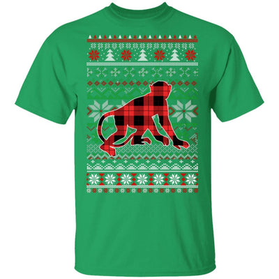 Monkey Red Plaid Ugly Christmas Sweater Funny Gifts-T-Shirt & Sweatshirt-Classic T-Shirt-Irish Green