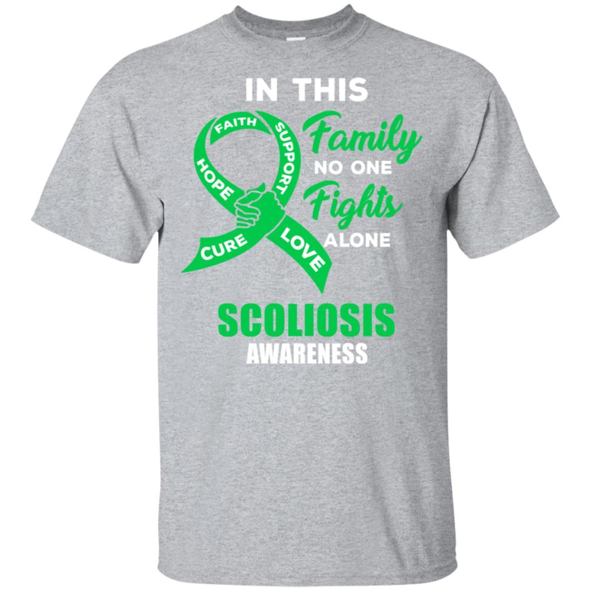 In This Family No One Fights Alone Scoliosis Awareness-T-Shirt & Hoodie-Classic T-Shirt-Sport Grey