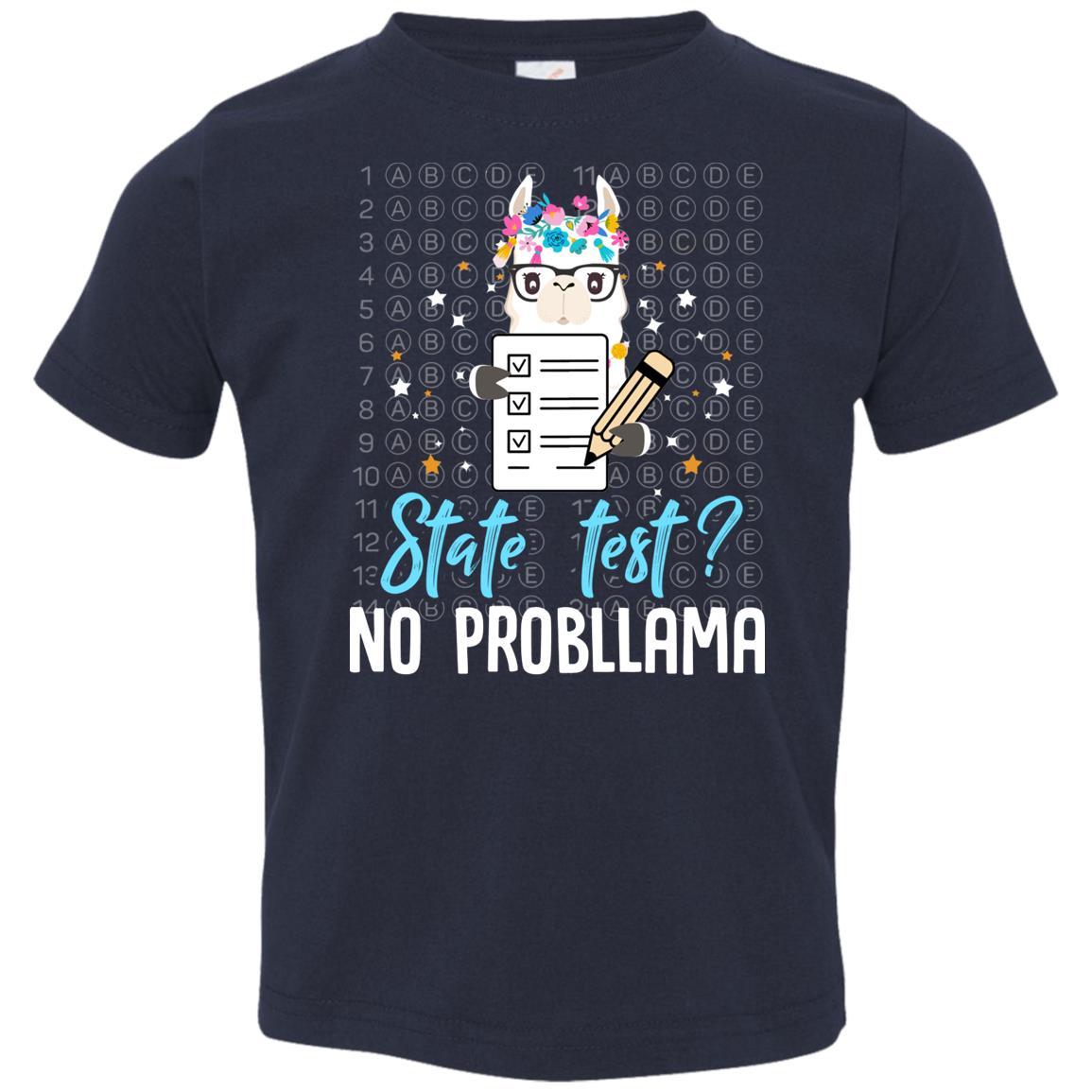 Llama Funny Motivational State Test Day For Students Youth-Youth Shirt-Toddler T-Shirt-Navy