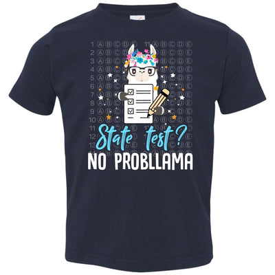 Llama Funny Motivational State Test Day For Students Youth-Youth Shirt-Toddler T-Shirt-Navy