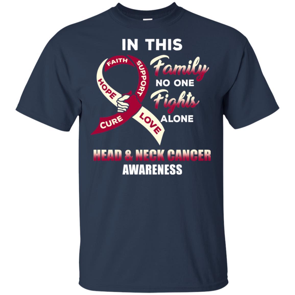 In This Family No One Fights Alone Head Neck Cancer-T-Shirt & Hoodie-Classic T-Shirt-Navy