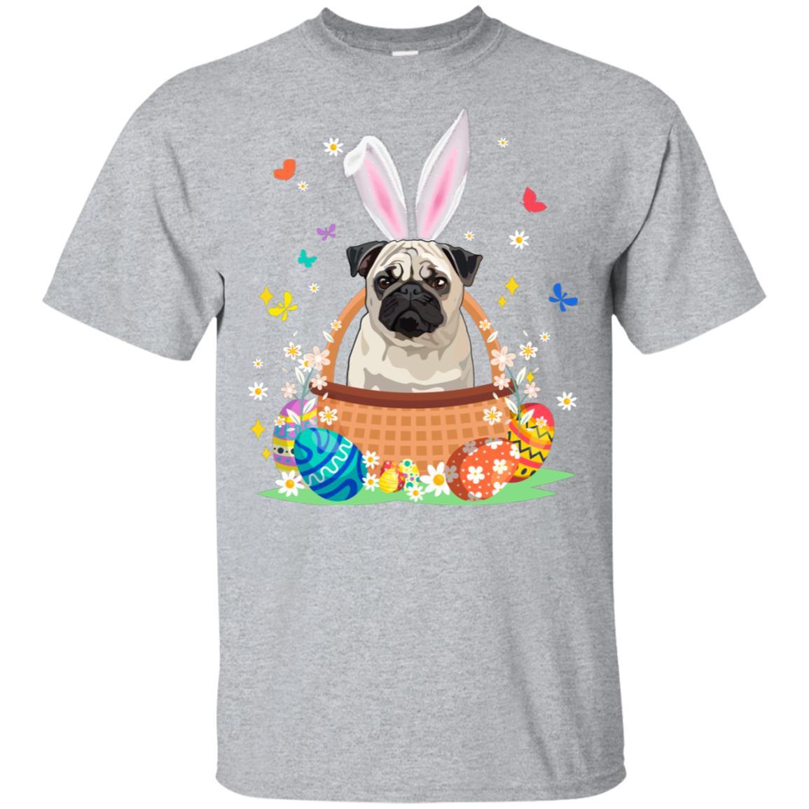 Pug Bunny Hat Rabbit Easter Eggs-T-Shirt & Hoodie-Classic T-Shirt-Sport Grey