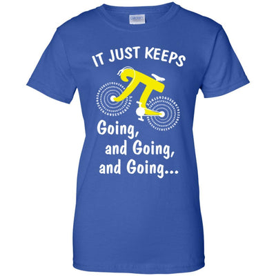 It's Just Keep Going And Going Bicycle Pi Day Gift-T-Shirt & Hoodie-Women's T-Shirt-Royal
