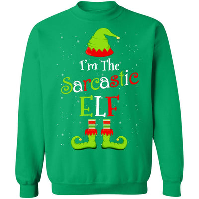 I'm The Sarcastic Elf Family Matching Funny Christmas Group Gift-T-Shirt & Sweatshirt-Crewneck Sweatshirt-Irish Green