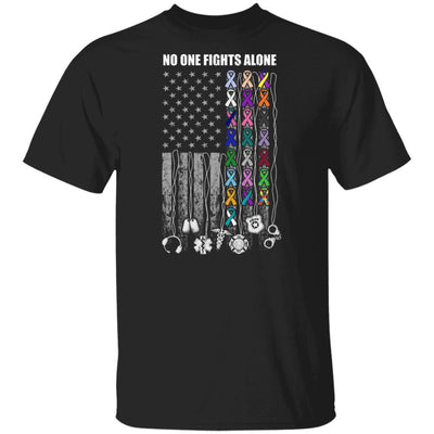 No One Fights Alone Cancer Awareness-T-Shirt & Hoodie-Classic T-Shirt-Black