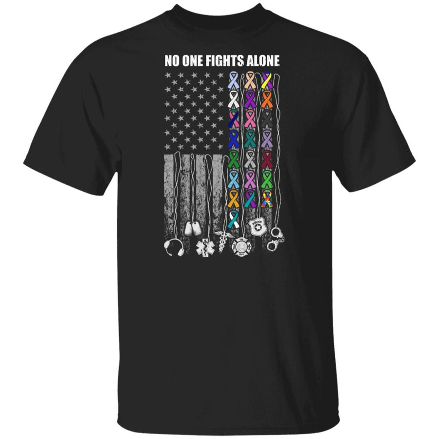 No One Fights Alone Cancer Awareness-T-Shirt & Hoodie-Classic T-Shirt-Black