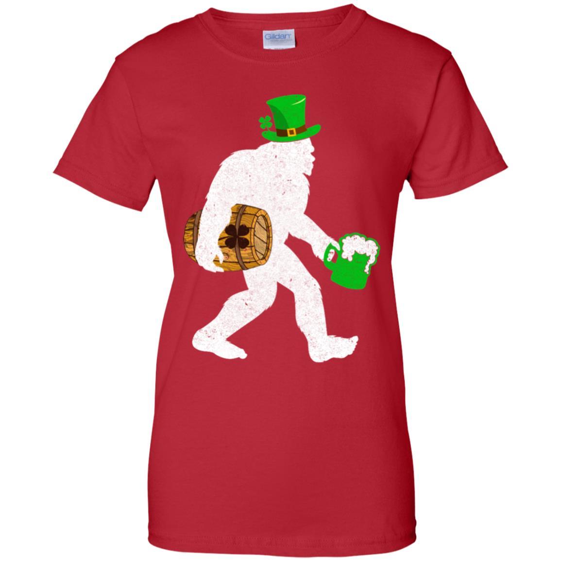 Shamrock Irish Drunk Bigfoot St Patrick's Day-T-Shirt & Hoodie-Women's T-Shirt-Red