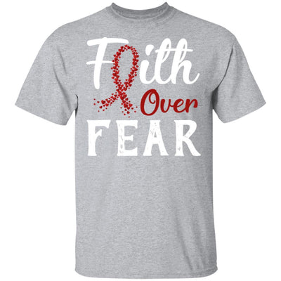 Multiple Myeloma Awareness Burgundy Faith Over Fear-T-Shirt & Hoodie-Classic T-Shirt-Sport Grey