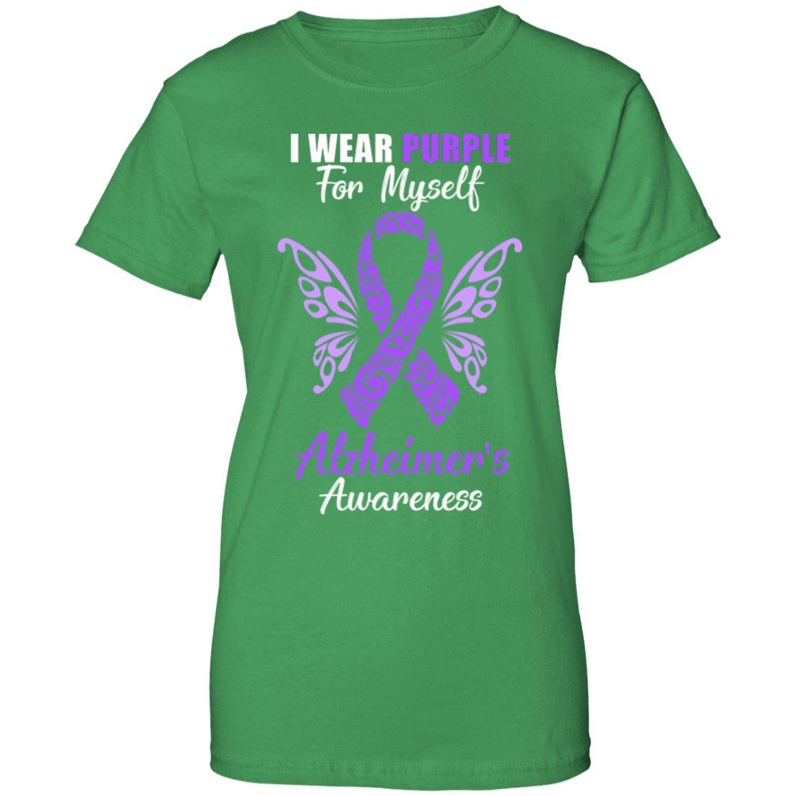 I Wear Purple For Myself Alzheimer's Awareness Gift-T-Shirt & Hoodie-Women's T-Shirt-Irish Green