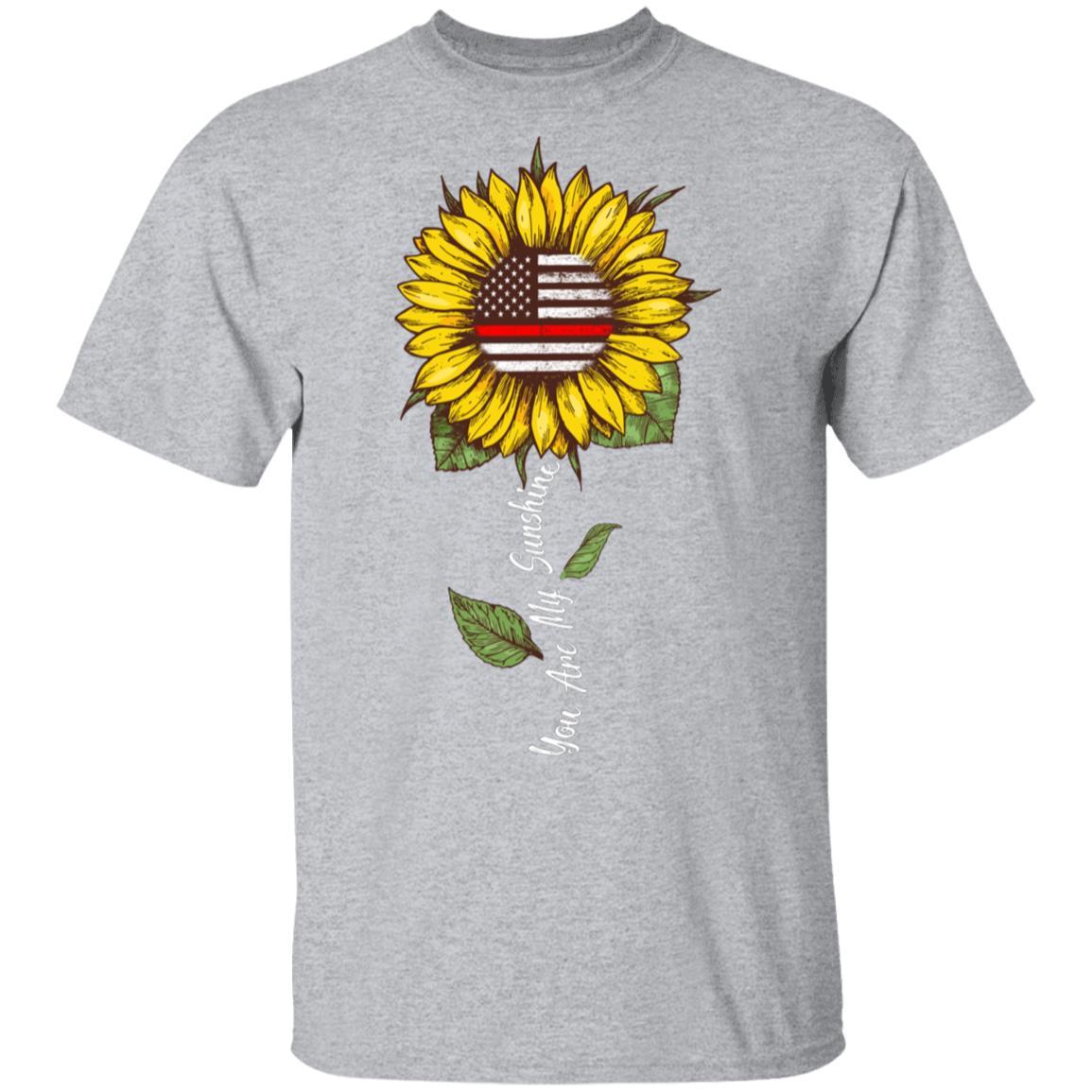 You Are My Sunshine Sunflower Female Firefighter Gifts-T-Shirt & Hoodie-Classic T-Shirt-Sport Grey