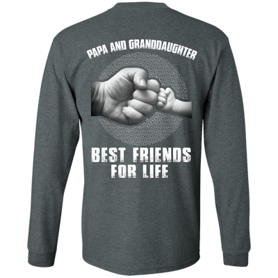 Papa And Granddaughter Best Friends For Life-T-Shirt & Hoodie-Long Sleeve T-Shirt-Dark Heather