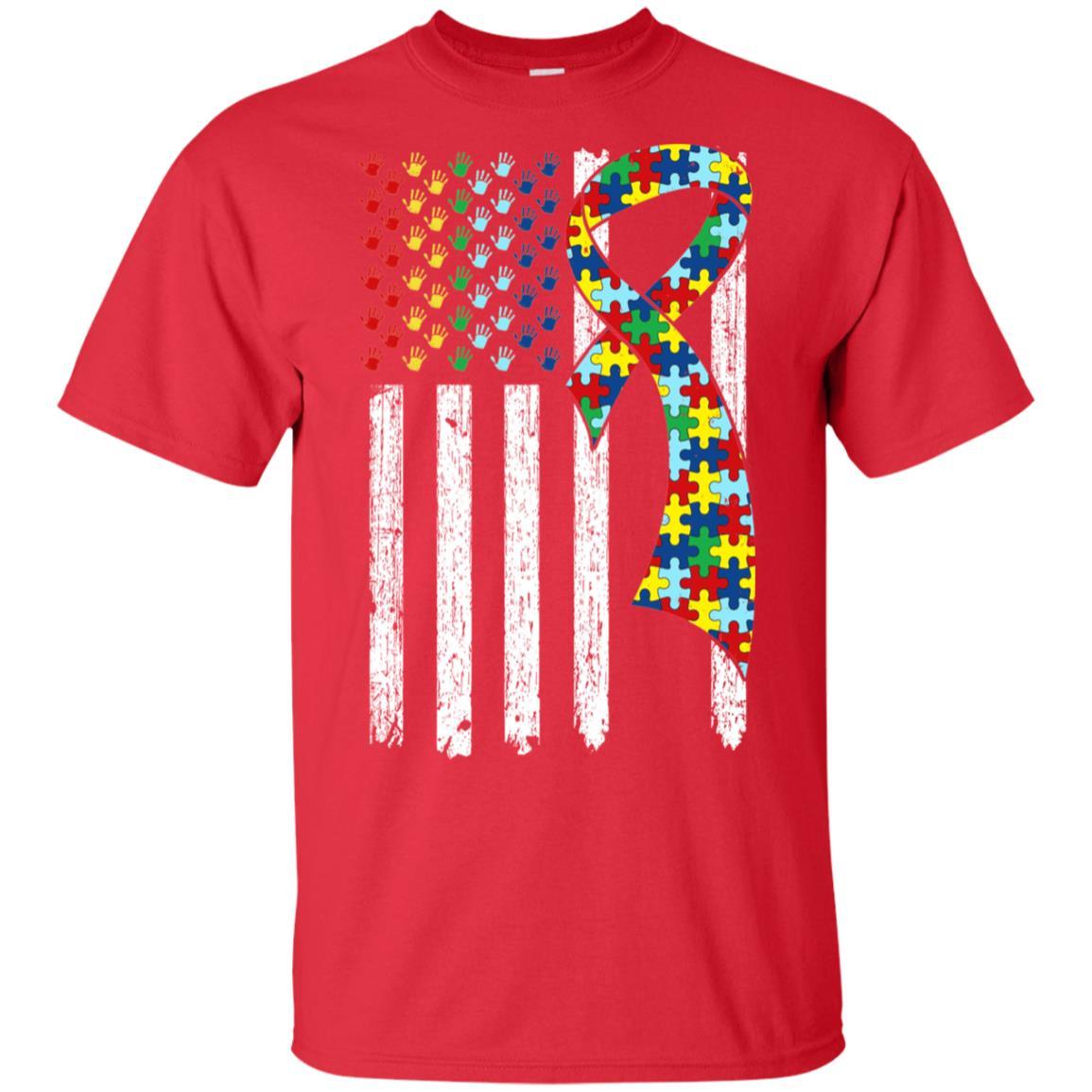 Support Autism Awareness American Flag-T-Shirt & Hoodie-Classic T-Shirt-Red