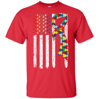 Support Autism Awareness American Flag-T-Shirt & Hoodie-Classic T-Shirt-Red