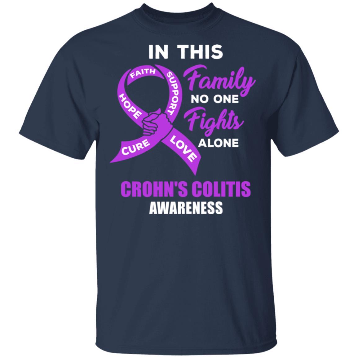 In This School No One Fights Crohn's Colitis Awareness Alone-T-Shirt & Hoodie-Classic T-Shirt-Navy