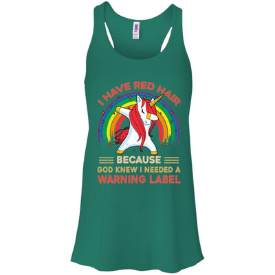 I Have Red Hair Because God Knew Funny Unicorn Redhead-T-Shirt & Tank Top-Women's Flowy Racerback Tank-Kelly Green