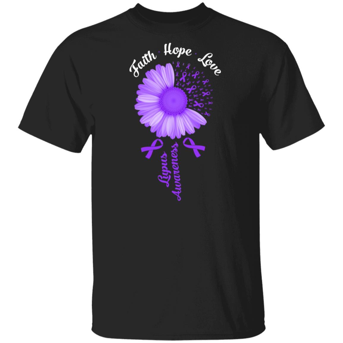 Faith Hope Love Purple Ribbon Lupus Awareness-T-Shirt & Hoodie-Classic T-Shirt-Black