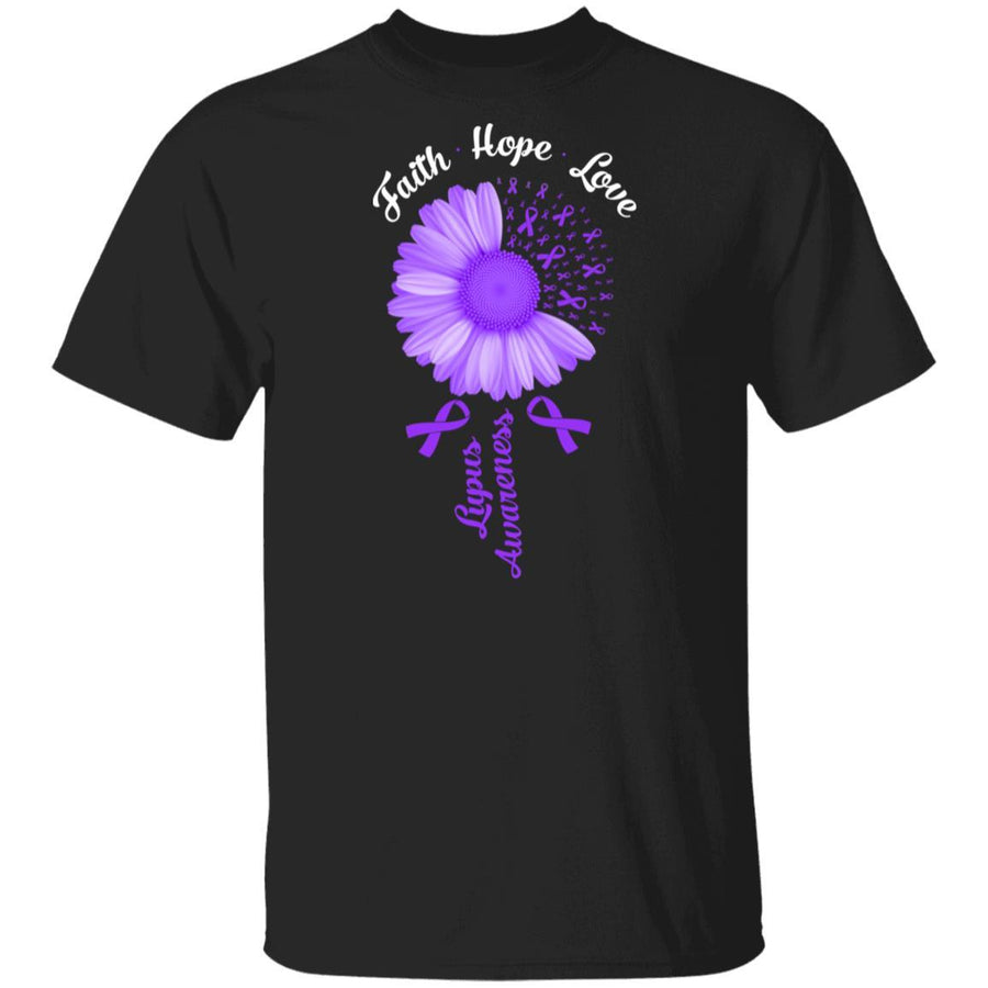 Faith Hope Love Purple Ribbon Lupus Awareness-T-Shirt & Hoodie-Classic T-Shirt-Black
