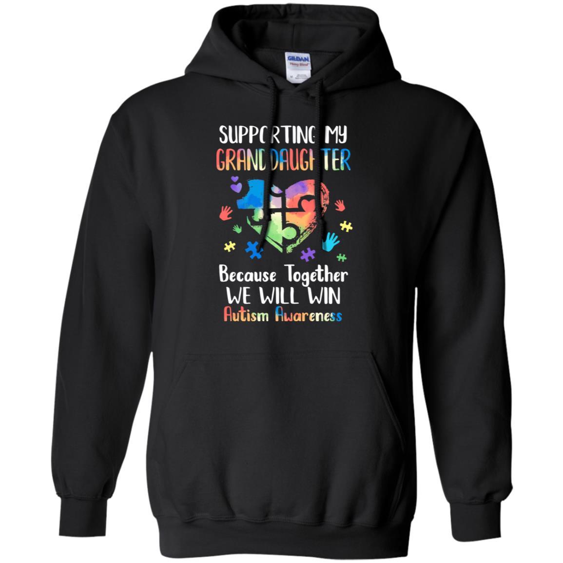 Supporting My Granddaughter Puzzle Autism Awareness Month-T-Shirt & Hoodie-Pullover Hoodie-Black