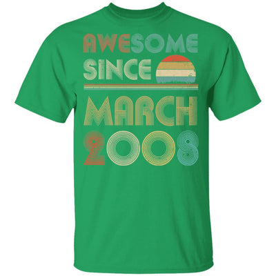 Awesome Since March 2008 Vintage 13th Birthday Gifts Youth-Youth Shirt-Youth T-Shirt-Irish Green