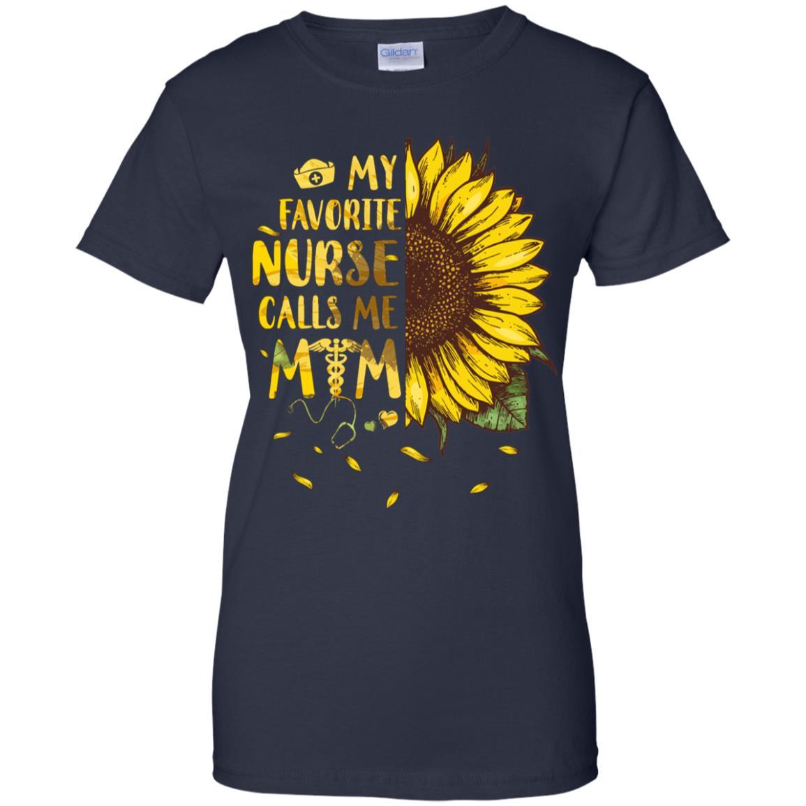 Sunflower My Favorite Nurse Calls Me Mom Mothers Day Gift-T-Shirt & Hoodie-Women's T-Shirt-Navy