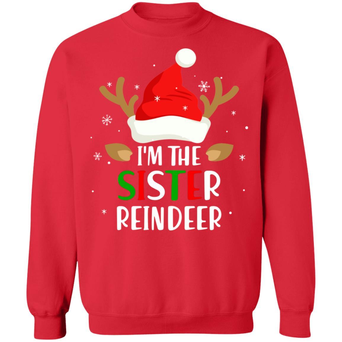 I'm The Sister Reindeer Matching Family Christmas-T-Shirt & Sweatshirt-Crewneck Sweatshirt-Red