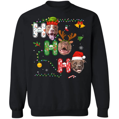 Christmas Ho Ho Ho Pit Bull Lover Funny Xmas Gift-T-Shirt & Sweatshirt-Crewneck Sweatshirt-Black