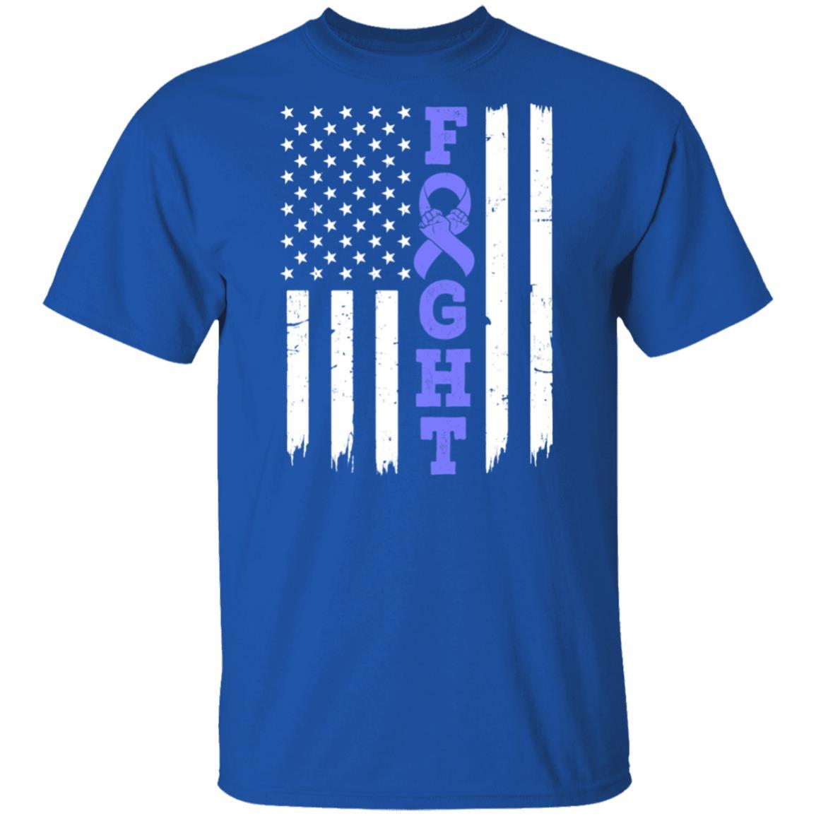 Stomach Cancer Awareness American Flag Distressed-T-Shirt & Hoodie-Classic T-Shirt-Royal