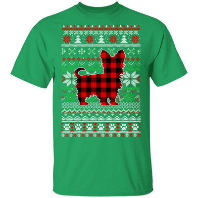 Yorkie Red Plaid Ugly Christmas Sweater Gifts-T-Shirt & Sweatshirt-Classic T-Shirt-Irish Green