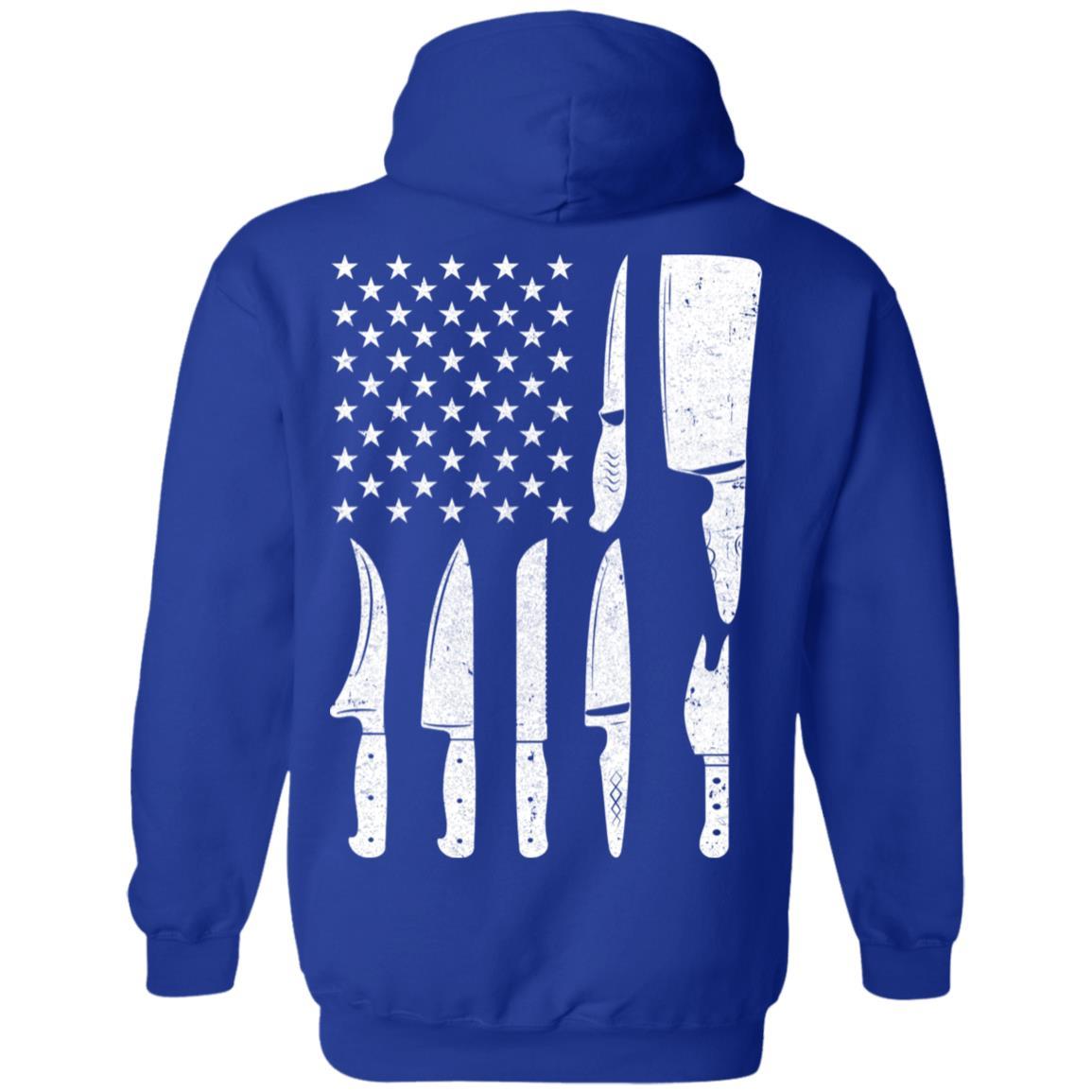 Chef Knife Patriotic American Flag Kitchen-T-Shirt & Hoodie-Pullover Hoodie-Royal