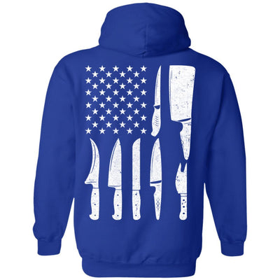 Chef Knife Patriotic American Flag Kitchen-T-Shirt & Hoodie-Pullover Hoodie-Royal