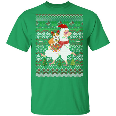 Funny Corgi Riding Llama Ugly Christmas Sweater Gifts-T-Shirt & Sweatshirt-Classic T-Shirt-Irish Green
