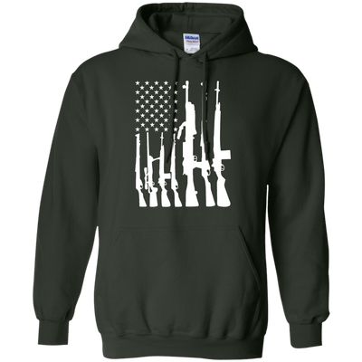 Rifle American Flag Machine Gun Rights-T-Shirt & Hoodie-Pullover Hoodie-Forest Green