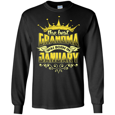 The Best Grandma Was Born In January-T-Shirt & Hoodie-Long Sleeve T-Shirt-Black