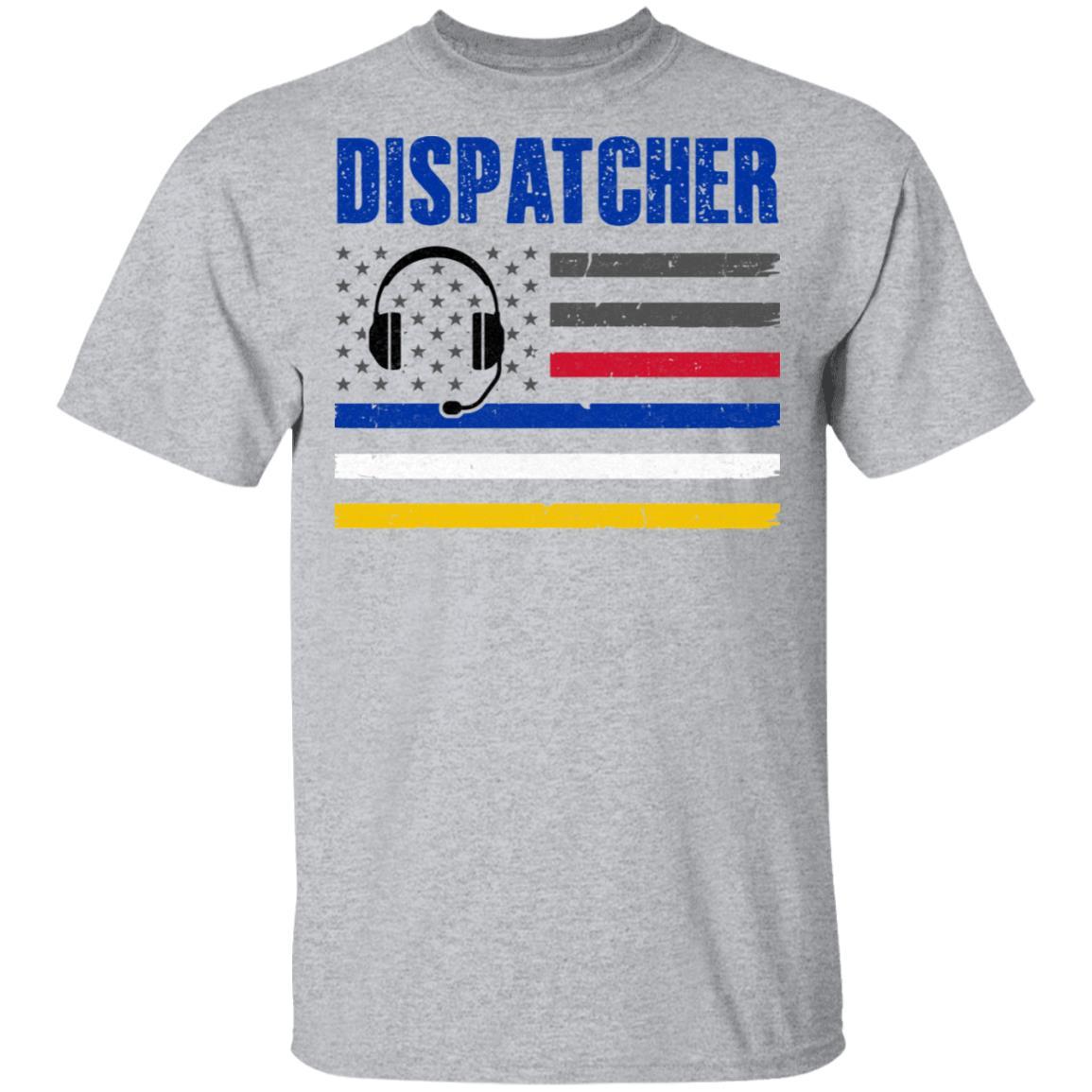 Dispatcher 911 Emergency Police Fire EMS American Flag-T-Shirt & Hoodie-Classic T-Shirt-Sport Grey