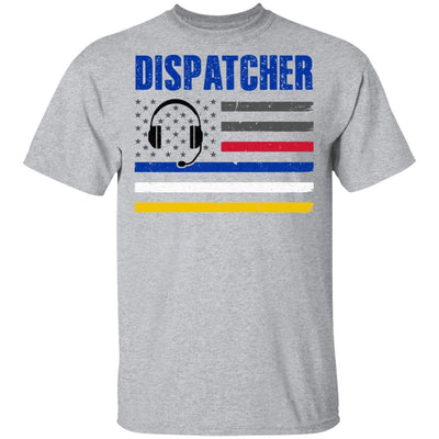 Dispatcher 911 Emergency Police Fire EMS American Flag-T-Shirt & Hoodie-Classic T-Shirt-Sport Grey