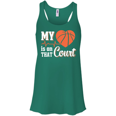 My Heart Is On That Court Basketball-T-Shirt & Hoodie-Women's Flowy Racerback Tank-Kelly