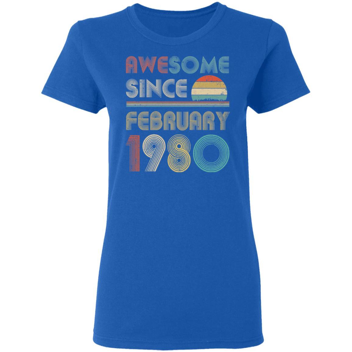 Awesome Since February 1980 Vintage 40Th Birthday Gifts Women-T-Shirt & Hoodie-Women's T-Shirt-Royal