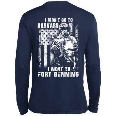 I Didn't Go To Harvard I Went To Fort Benning-T-Shirt & Hoodie-Long Sleeve T-Shirt-Navy